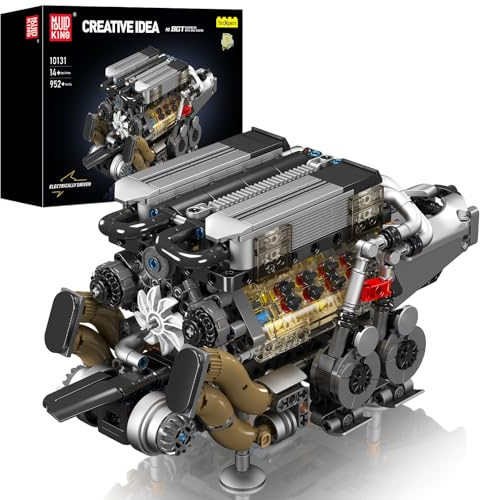 Mould King W16 Engine Building Blocks Set, Combustion Engine Model That Runs, Mini Engine Build Kit for Adults with Battery and Motor, STEM Toy for Children Boys Girl(952 Pcs)