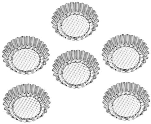 SHOWERORO 6pcs Stainless Steel Egg Tart Molds Baking Tart Molds for Dessert Making for Home Baking Supplies