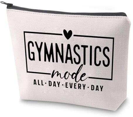 PXTIDY Sac de maquillage mode gymnastique cadeaux de gymnastique sac de maquillage mode compétition mode gym équipe cadeau, beige, trousse de maquillage