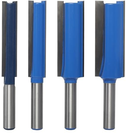 AKYLIN 4 Stück Nutfräser 8mm schaft,Doppelflöten Nutfräser,Durchmesser 10mm/12mm/18mm/20mm,Schnitthöhe 50mm,Fräser für Oberfräse,Holzfräser Wolframkarbid Hartmetall Fräser für die Holzbearbeitung