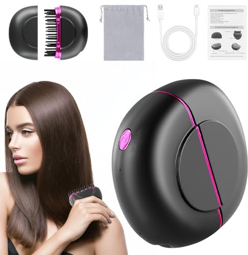 Neulriscn Spazzola Lisciante per Capelli, Senza Fili Piastra Capelli Mini Portatile Spazzola Elettrica Lisciante, Riscaldamento Rapido e Ricarica 160 – 200 ℃, Livelli di Temperatura, Anti-Scottatura