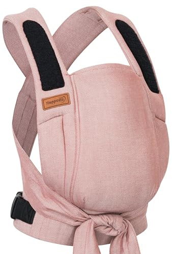Hoppediz Bondolino b.pure Babytrage ab Geburt für Neugeborene, Siena | Ergonomische Halbschnallentrage mit gepolsterten Trägern – mitwachsend 3–20 kg, inkl. Anleitung