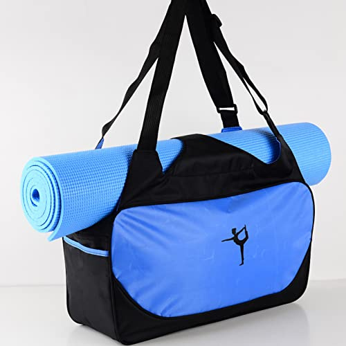 equlup Bolsa de yoga, material de poliéster, diseño de viscosidad, gran capacidad, 48 x 24 x 16 cm, bolsa de gimnasio para deportes y yoga (azul cielo)