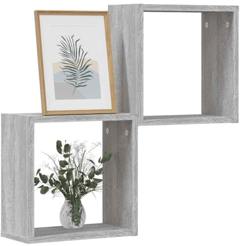 vidaXL Ripiani a cubo da parete 2 pezzi Sonoma Grigio 30 x 15 x 30 cm, stoccaggio a forma di cubo, organizzatore a forma di cubo, scaffale galleggiante