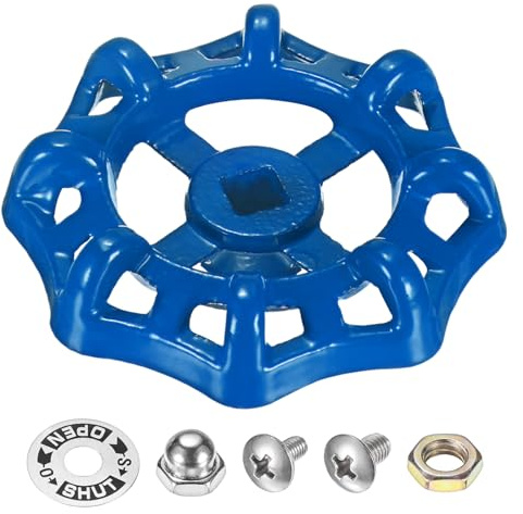 M METERXITY 1-Set Outside Faucet Handle, 8x8mm Paint Cast Iron Square Stem Hole Water Spigot Handle with Screws, Nuts & Aluminum Washer for Courtyard/Bathroom, Spigot Puller Replacement [Blue]
