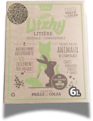 4.5 KG /6L Litière Litzhy végétale & compostobale en granulés - Lapin & Cochon d'Inde