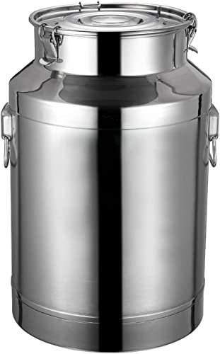 Bidon à Lait de Ferme 20 litres, Seau de Transport de Lait en Acier Inoxydable 201, Seau à vin, Pot à Lait, Baril d'huile, boîte à thé, pichet fourre-Tout avec Couvercle hermétique, Robuste,