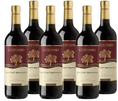 Giordano - Box Cabernet Sauvignon Puglia IGT 2023 - Trockener, weicher und samtiger Rotwein aus internationalen Trauben im Mittelmeerraum - 6 Flaschen à 75 cl