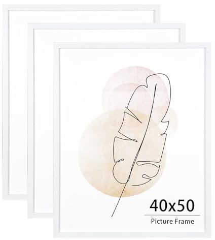 KAIWIN Bilderrahmen für Wand und Schreibtisch Weiß, 40 x 50 cm, 3 Stück aufhängen Benutzt für Wohnzimmer, Schlafzimmer, Arbeitszimmer, für Fotos, Kunstwerke und Poster