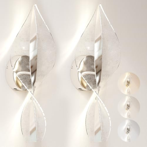 HOMCOM Led Wall Lamp 2 Pack 13W Modern Indoor Spiral Adjustable Silver Tone | Wall Light, Colour Temperature 3000K/4000K/6500K, Bedroom, Living Room, Hallway, Stairs