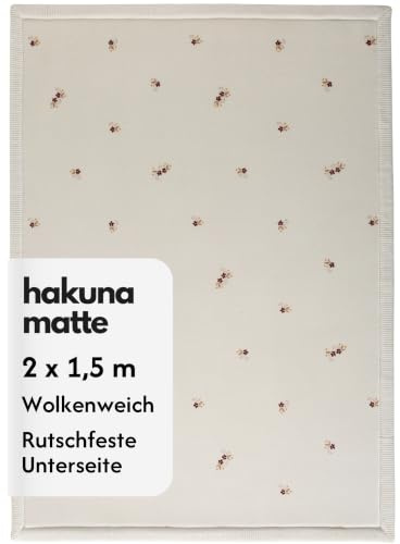 Ultramjuk babykrypmatta 200 x 150 x 2,5 cm, blommigt mönster, barnrum, barnrumsmatta, minnesskum, halkfri lekmatta, lekmatta, barnmatta | Matta för barnrum med högkvalitativ polyuretan – krypmatta baby med halkfri undersida