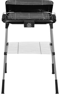 Avilia - Barbecue Elettrico 2200W con Griglia 40x22 cm e Scaldavivande 45x12 cm, Ideale per Grigliate su Balcone o Terrazzo, Senza Fumo, Cottura Uniforme, Compatto e Potente