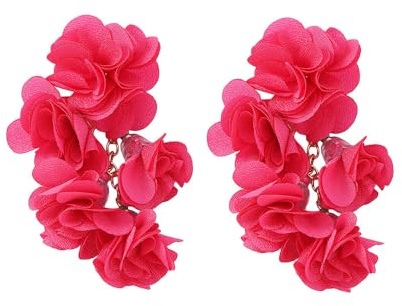 BWOOOWE Mujeres Personalizados Desfile de Moda Modelos Pendientes Temperamento Personalidad Flor Tela Dopamina Pendientes Fresco Dulce Estilo