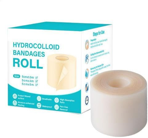 Hydrokolloid Bandagen, Hydrokolloid Patches, Hydrokolloids Verband, Hydrokolloids-Rolle für Wundverbände, Flexible Feuchte Heilung Patch Rolle bei Blasen, Akne, Kleinen Wunden, 5 cm x 3 m