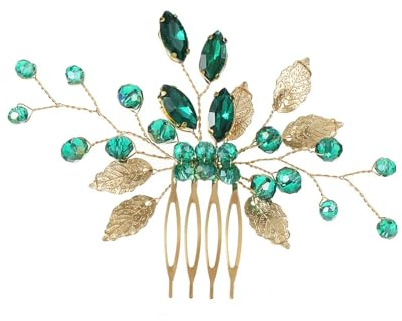 Funalix Braut Haarkämme,Haarschmuck Hochzeit,Braut Haaraccessoires,Vintage Kopfschmuck für Spezielles Zubehör für jede Frau bei Hochzeiten,Tanzen Feierlichkeiten (Grün)