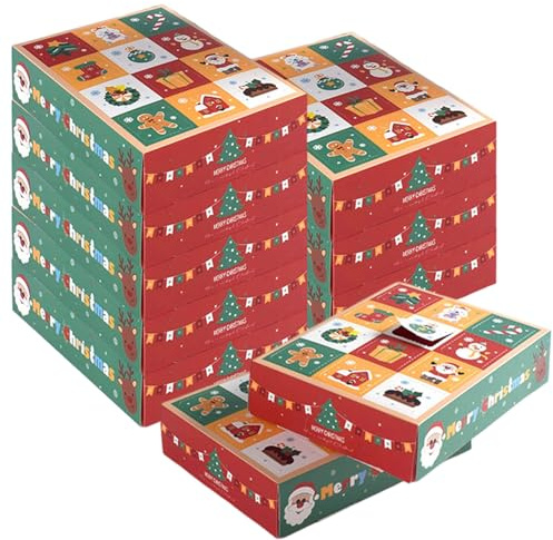 Scatole per calendario dell'Avvento di Natale, 10 scatoline vuote per calendario dell'Avvento fai da te, per riempire il conto alla rovescia fino a Natale, per caramelle, dolci, vacanze fai da te in