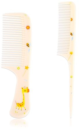2 Stycken Sött Hårkam Set, Finaxlat & Råttsvans Stylingkam Mini Baby Plast Hårborste Verktyg Accessoarer för Småbarn Barn Kvinnor Alla Hårtyper (Gul Giraff)