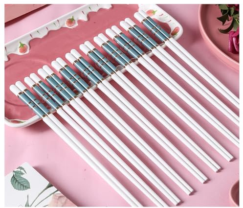 Palillos, Palillos chinos, 10 pares de palillos domésticos antideslizantes, juego caja regalo, A(Blue)