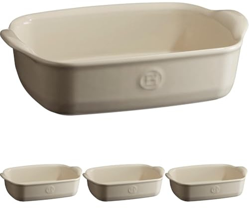 Emile Henry Eh029649 Plat à Four Individuel Céramique Beige Argile (Lot de 4)