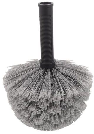 Ipetboom Tête de Brosse de Rechange Grise pour Nettoyage des Toiles D'araignée, Brosse Extérieure Lavable en Plastique, Fixation par Vis, pour Plafonds, Coins et Toitures, Accessoire Solide