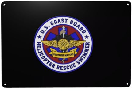 Uscg Asts (Helicopter Rescue Swimmers) Tin Metal Sign Decor 12x8 Inch Wall Decor For Home Cave Outdoor Indoor Vintage Bar Sign Man Backyard Garage