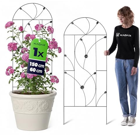 KADAX Metall Rankgitter 60 x 150 cm, Rankhilfe für Kletterpflanzen, Rosenspalier aus pulverbeschichtetem Stahl, Pflanzenstütze für Kletterrosen & Clematis