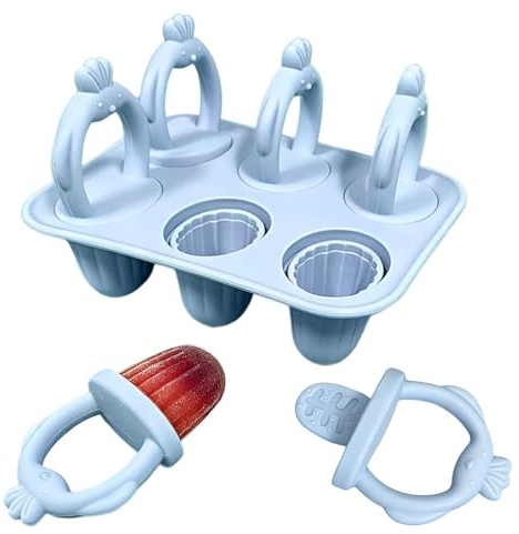 Heladera infantil - pollito | Juego de moldes de silicona | Mordedor para niños pequeños para la dentición Leche materna Puré de frutas Sin BPA Reutilizable Fácil liberación Amarillo Estable Al
