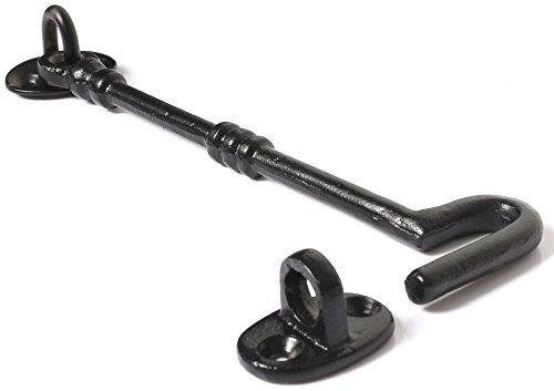 White Hinge Limited 8/200mm Extra Long Black Cabin Hook and Eye - Shed/Gate/Door Latch Garden/Outdoor