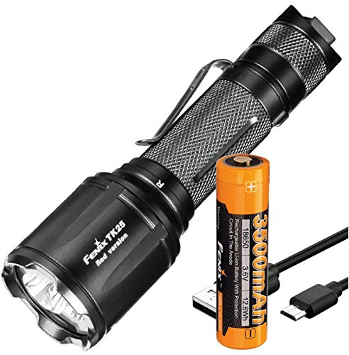 TK25Red rote und weiße LED Taschenlampe mit bis zu 1000 Lumen inklusive 3500mAh Akku