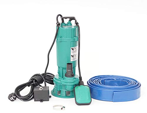370W Fäkalienpumpe Schmutzwasserpumpe Tauchpumpe Abwasserpumpe mit Cutter 6600l/h + 10m Schlauch