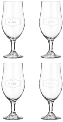 Personalised Engraved Beer Glass - Personalised Beer Glass Engraved with The Name or Text of Your Choice, Various Designs & Fonts Available, Laser Engraving, Dishwasher Safe