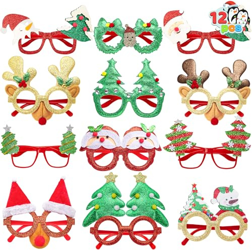 JOYIN 12 Stück Weihnachtsbrillen Rahmen Kostüm Brillen für Weihnachten Party Supplies und Party Favors