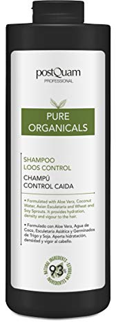 Postquam - Champú Anticaída Organicals - Fórmula Natural con Aloe Vera, Agua de Coco y Germen de Trigo - Champú Sin Sulfatos ni Parabenos - Todo Tipo de Cabellos - 1 Litro