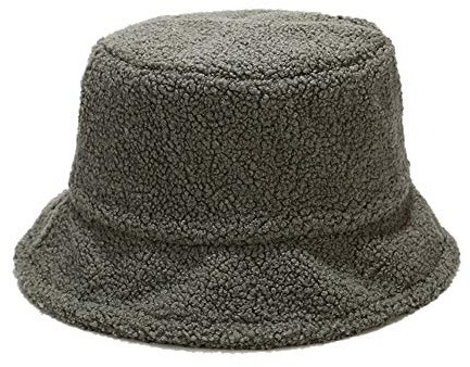 Surakey Fischerhüte Damen Winter Casual Bucket Hat Wintermütze Schlapphut Warmer Fischerhut Eimerhut Plüsch Mütze für Mädchen,Grün