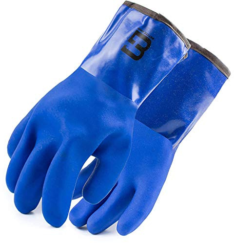 Better Grip Heavy Duty WINTER Premium Double Coated PVC Cold Resistant Snow Blower Insulated Gloves, Large (Blue, 3 Pairs)