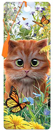 3D LiveLife Bookmark - Ingefärad Kattunge från Deluxebase. Ett bokmärke med katter med linskulärt 3D-konstverk med licens från den kända konstnären David Penfound.