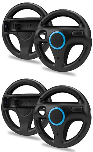 Link-e : 4 X Lenkrad Kompatibel mit Wiimote Gamepad auf Nintendo Wii/Wii-u Konsole (Schwarz)