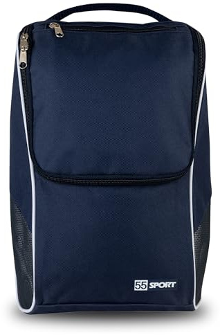 55 Sport Pro - Bolsa para botas de fútbol y zapatos ventilados con bolsillo con cremallera, color azul marino