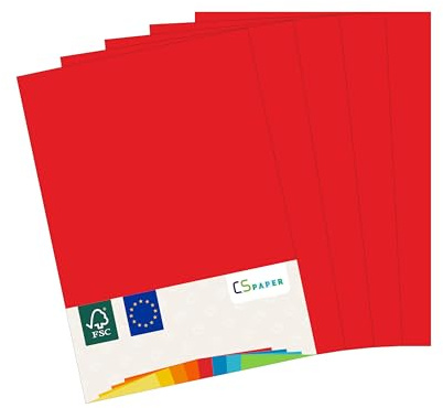 MADE IN EU 10 Blatt Bastelkarton ROT A4 210 g/m² CS Paper - Bastelpapier, Fotokarton, Tonpapier zum Basteln, Falten und Zeichnen im Format DIN A4. Farbkarton für den Heim- & Bürobedarf