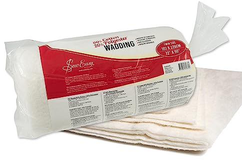 Sew Easy Steppwatte, 80% Baumwolle, 20% Polyester, waschbar, Doppelgröße 182,9 x 228,6 cm 72 x 90 Zoll (NLW.202)