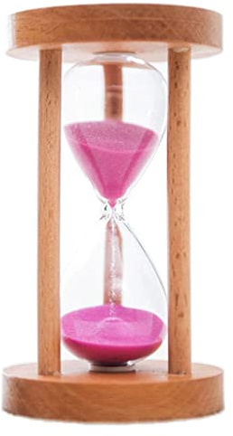 Folpus 6/8/12/20/25 Minuten Sanduhr Glas Ei mit Holz, Pink, 6min