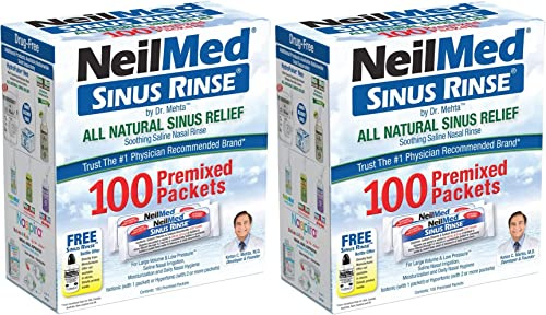 NeilMed Sinus Rinse All Natural Relief Premixed Refill Packets 100 Each (Pack of 2)
