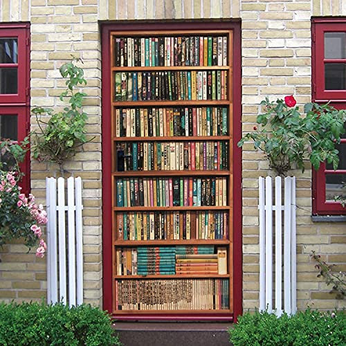 3D-Gate-Kunst Bücherregal Bücherregal Selbstklebender Türaufkleber, Türposter, Türtapete, Türbild, Türwandaufkleber, Türfoto 100 X 215 Cm Für Wohnzimmer Schlafzimmer Badezimmer Küchentür Dekoration