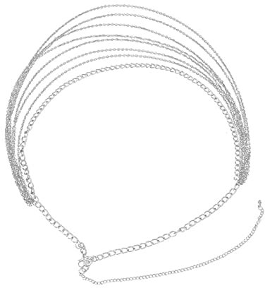 Stfery Bauchkette Cute, Kettengürtel Silber Vintage Taillenkette Mehrschichtige Quaste Körperkette 90cm Legierung Frauen