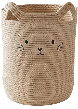 VERTBAUDET Panier rangement en corde de coton Chat beige TU