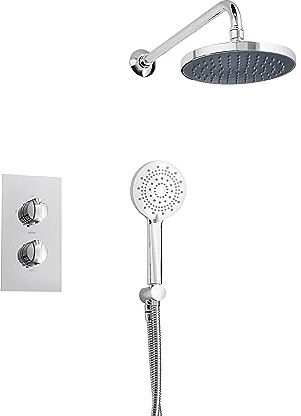 Triton Showers Revere Mixer Shower | Chrome | Rainfall Showerhead | Thermostatic Mixer Shower | Rear-fed | Mixer Shower for Bathroom | Concealed Mixer | Home Improvement