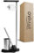 ovimar Set da toilette in piedi 3 in 1 Lagemade in argento | Set da toilette con spazzola in silicone, portarotolo e porta smartphone | Molto salvaspazio | Organizzatore da bagno in acciaio inox