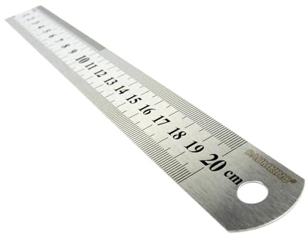 DAUMKINO Linjal i rostfritt stål – Metrisk & imperial skala (mm/tum) – Precisionslinjal för skola, hobby & professionellt bruk – Finns i flera längder (20 cm)