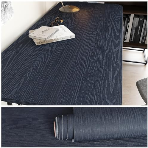VEELIKE Klebefolie Holzoptik Blau Holztapete Möbelfolie Holz Holzfolie Selbstklebend Tapete Holzoptik Küchentapete Abwaschbar Tapeten Schlafzimmer Schrankaufkleber Badezimmer Wasserfest 40cm×300cm