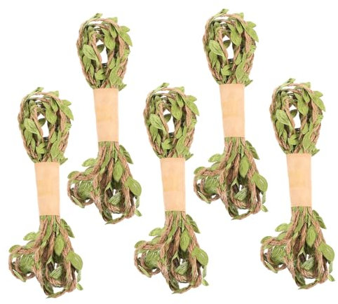 MAGICLULU 5 Rolle Blätter Hanfseil grüne Reben hängendes Bandband Band für Blumenstrauß Weihnachtsband Dekor Seil Blumenstrauß Verpackungsseil Weihnachten Schleife